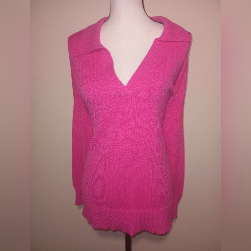 She + Sky Pink V-Neck Oversized Women's Sweater SZ2XL